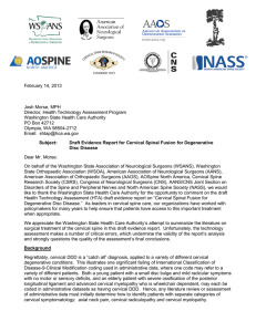 Draft Evidence Report For Cervical Spinal Fusion For