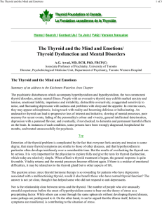 The Thyroid and the Mind and Emotions