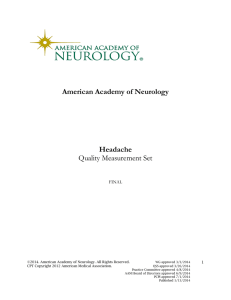 American Academy of Neurology Headache Quality Measurement Set