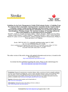 Guidelines for the Early Management of Adults With Ischemic Stroke:... the American Heart Association/ American Stroke Association Stroke Council, Clinical
