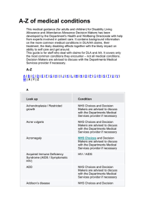 A-Z of medical conditions