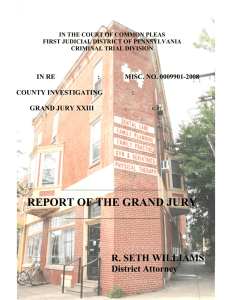 REPORT OF THE GRAND JURY  R. SETH WILLIAMS District Attorney