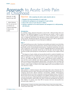 Approach to Acute Limb Pain in Childhood Objectives
