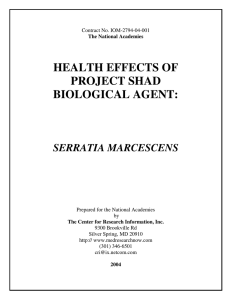 HEALTH EFFECTS OF PROJECT SHAD BIOLOGICAL AGENT: