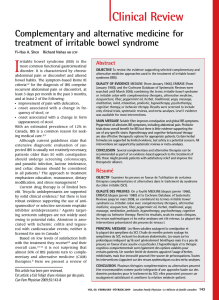 I Clinical Review Complementary and alternative medicine for treatment of irritable bowel syndrome