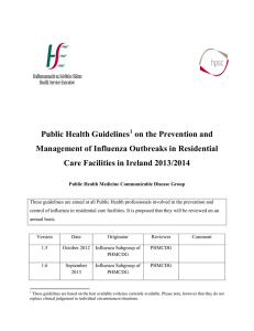 Public Health Guidelines on the Prevention and Care Facilities in Ireland 2013/2014