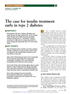 The case for insulin treatment early in type 2 diabetes I ■