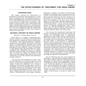 THE EFFECTIVENESS OF TREATMENT FOR DRUG ABUSE Chapter 4 INTRODUCTION