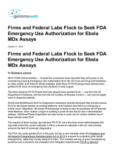 Firms and Federal Labs Flock to Seek FDA MDx Assays