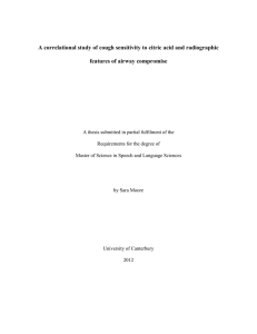 A correlational study of cough sensitivity to citric acid and