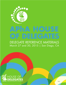 Delegate Reference Materials - American Pharmacists Association