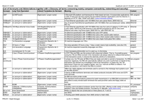 List of Acronyms and Abbreviations together with a Glossary (of