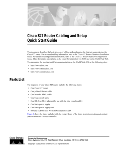 Cisco 827 Router Cabling and Setup Quick Start Guide