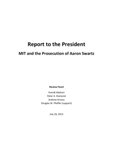 Report to the President: MIT and the Prosecution of Aaron Swartz