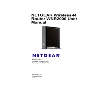 NETGEAR Wireless-N Router WNR2000 User Manual , Inc.