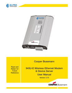 Cooper Bussmann 945U-E Wireless Ethernet Modem &amp; Device Server User Manual