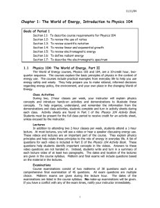 Chapter 1: The World of Energy, Introduction to Physics 104