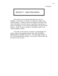 Section 2 - Input Description - Theoretical and Computational