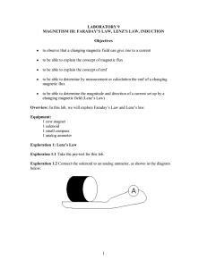 1 LABORATORY 9 MAGNETISM III: FARADAY`S LAW, LENZ`S LAW
