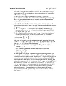 PHYS 832 Problem Set #4 Due: April 9, 2015 1. Jackson 14.4 Using