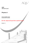 GCE Physics A Unit 4A Specimen Question Paper