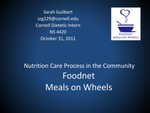 Nutrition Care Process in the Community Foodnet Meals on