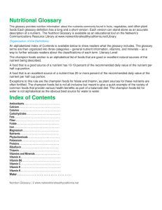 Nutritional Glossary and other plant