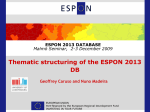 Thematic structuring of the ESPON 2013 DB