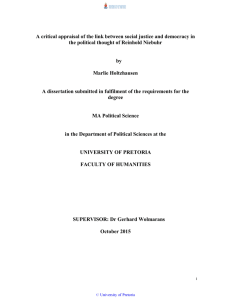 A critical appraisal of the link between social justice and... the political thought of Reinhold Niebuhr