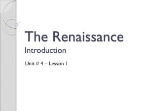 Renaissance & Reformation - Lesson # 1 Introduction