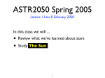 ASTR2050 Spring 2005 • In this class we will ...