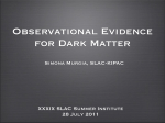 Observational Evidence for Dark Matter Simona Murgia, SLAC-KIPAC XXXIX SLAC Summer Institute