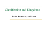 Taxonomy and Kingdom Notes