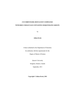 CUCURBIT[7]URIL HOST-GUEST COMPLEXES WITH DRUG MOLECULES CONTAINING ISOQUINOLINE GROUPS Julian Kwok by