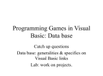 Programming Games in Visual Basic: Data base