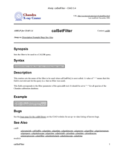 calSetFilter Synopsis Syntax Description