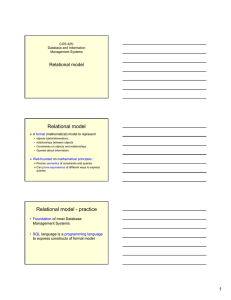 Relational model COS 425: Database and Information Management Systems