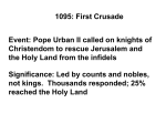 Pope Urban II called on knights of Christendom to rescue Jerusalem