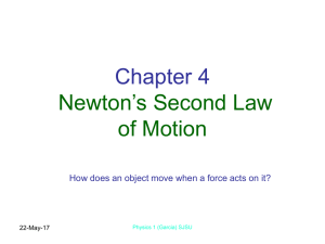 Newton`s Second Law of Motion (Chap. 4)