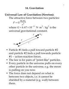 14. Gravitation Universal Law of Gravitation (Newton): G