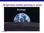 Bright blue marble spinning in space