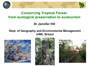 from ecological preservation to ecotourism Dr Jennifer Hill