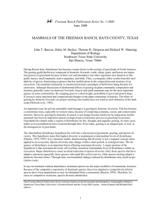 J F MAMMALS OF THE FREEMAN RANCH, HAYS COUNTY, TEXAS