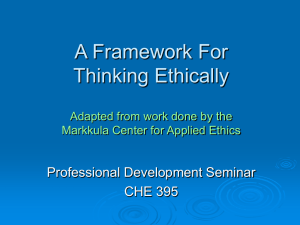 A Framework For Thinking Ethically