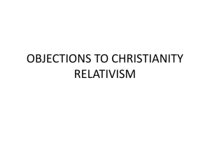 OBJECTIONS TO CHRISTIANITY RELATIVISM