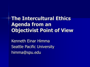 The Intercultural Ethics Agenda from an Objectivist Point of View