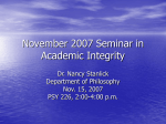 November 2007 Seminar in Academic Integrity