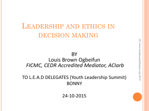 Leadership and ethics in decision making