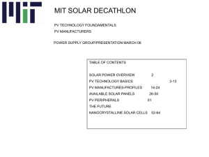 PV solar panel specifications