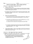 Period 10 Activity Sheet:  Electric Charge and Force